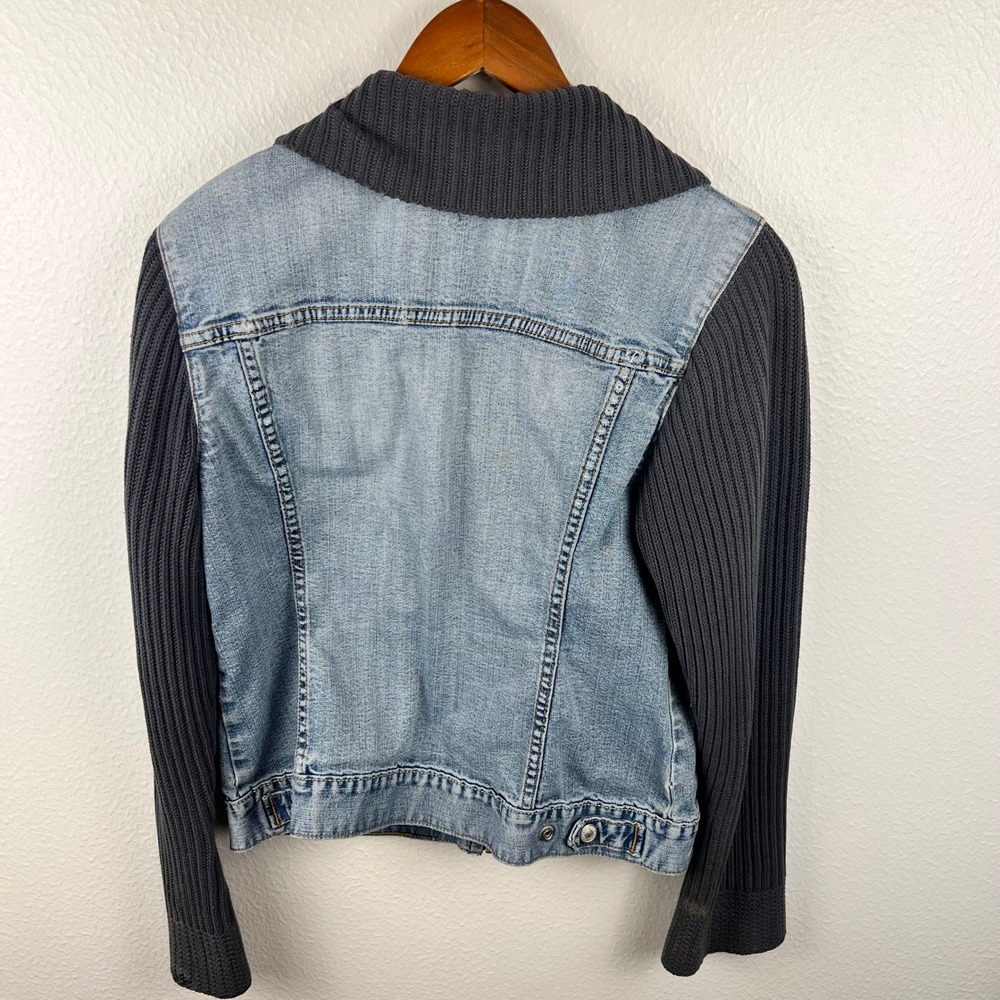 Vintage 2005 Gap Denim Jacket Womens Large Y2K Indie Grunge Mixed Media Fall Zip - Picture 3 of 12